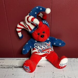Patriotic Jester Bear Plush - Red, White, and Blue
